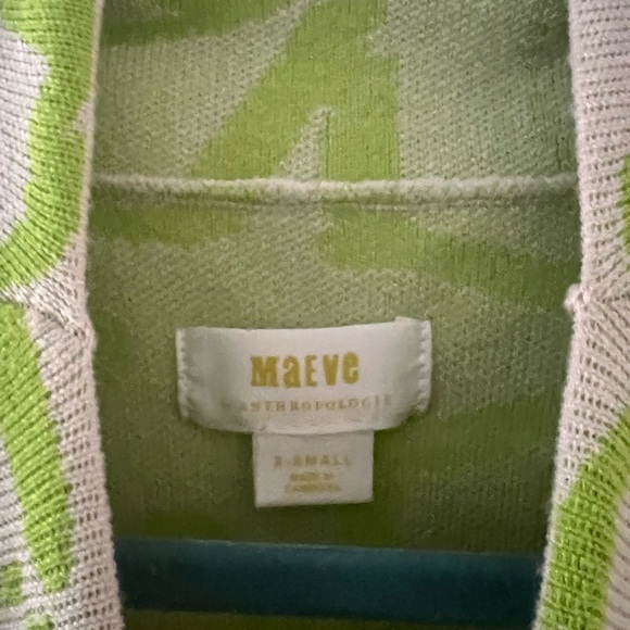 Anthropology Maeve Green Star Pattern Sweater and Tan Pleated Skirt - Picture 5 of 6